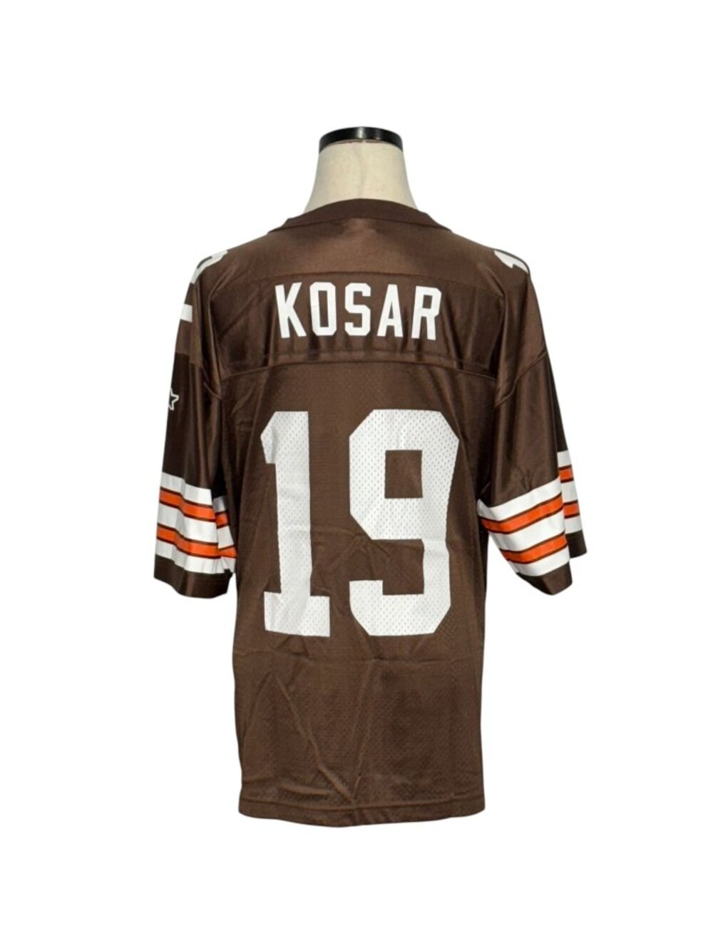 Starter Mens 90s Cleveland Browns Bernie Kosar #19 Jersey Brown/Orange/White L